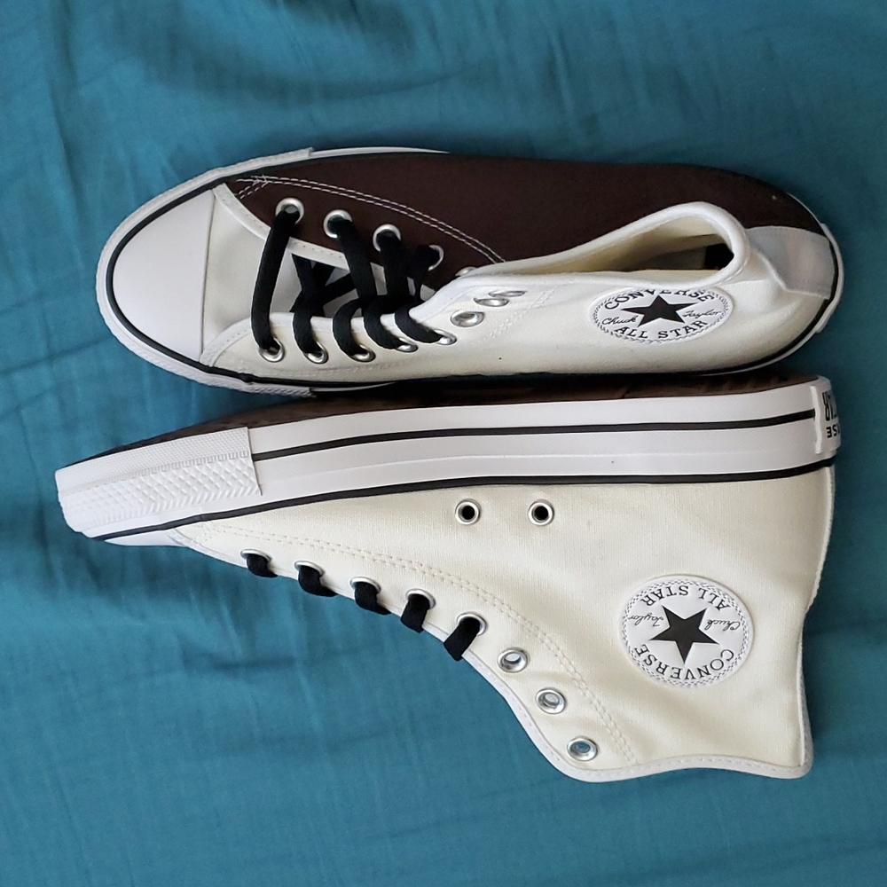 Converse High-Top Sneakers in Cream and Black